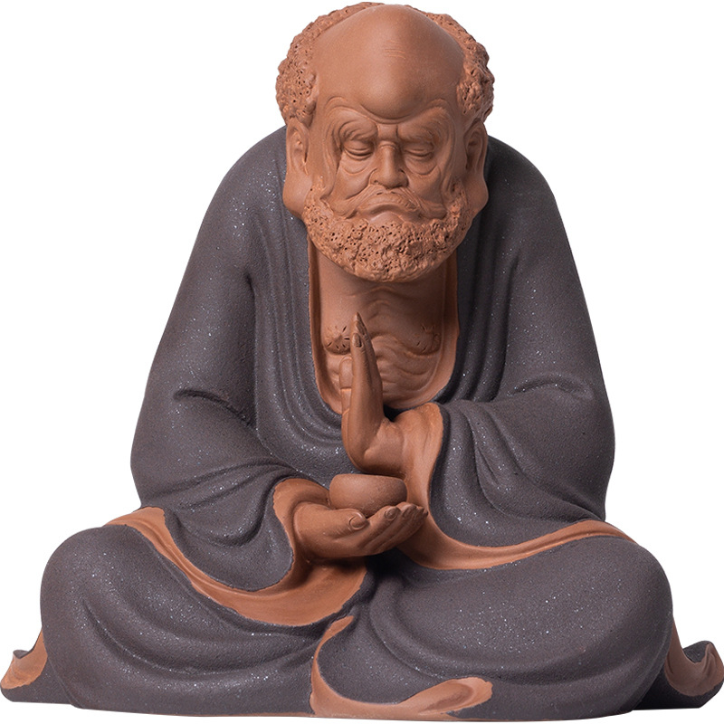 Figura Damo u kineskom stilu, keramička dekoracija s zen dojmom za dom, dnevni boravak i sobu za čaj.