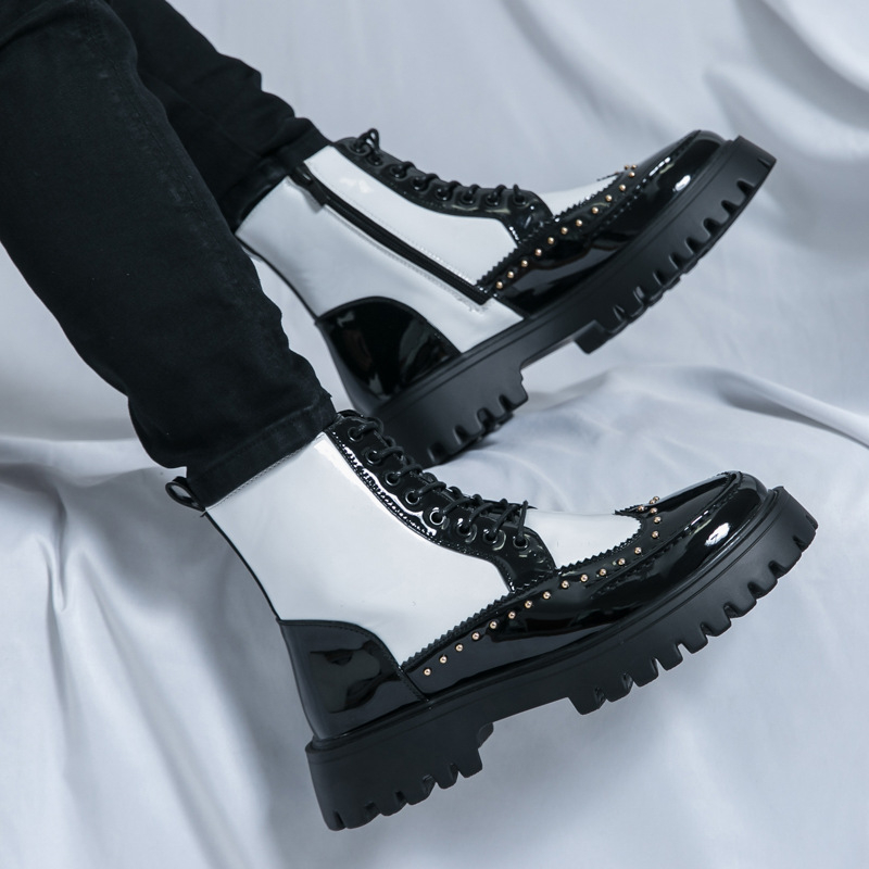 Chelsea čizme, visoke, britanski stil slip-on, muške cipele za proljeće i jesen, mekana potplata, brogue detalji