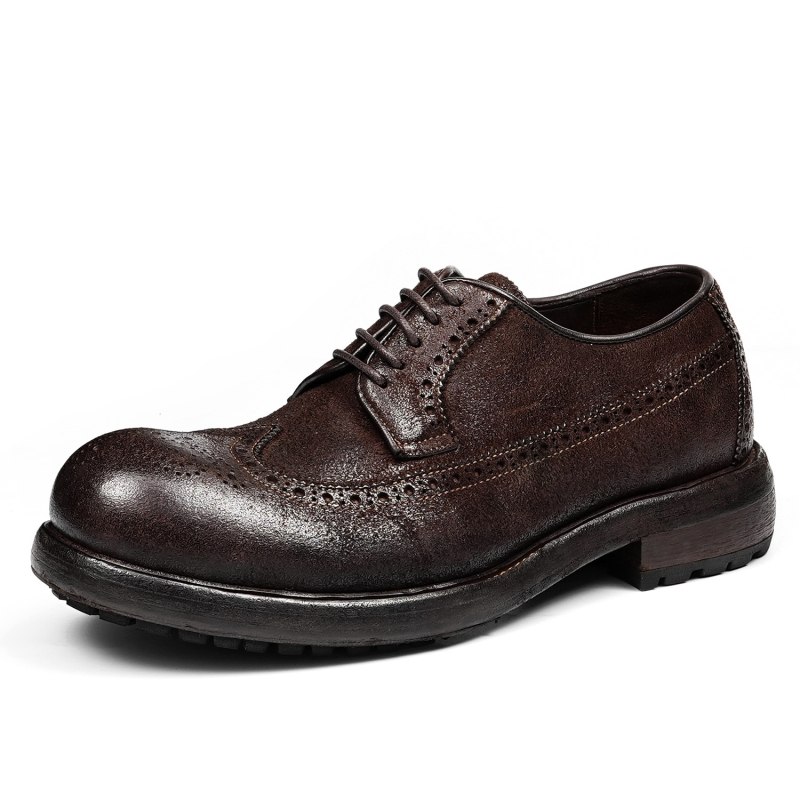 Férfi Goodyear Brogue Derby cipő lóbőrből, bőr talppal, üzleti elegáns brit retro stílusban.