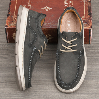 Muške kožne casual cipele s debelim potplatom Goodyear, retro britanskog stila, prozračna, protuklizna, apsorpcija udarca, okrugli vrh, prednje vezanje, gornji dio od teleće kože, podstava od svinjske kože, jesen