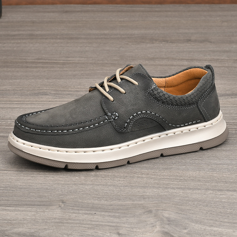 Muške kožne casual cipele s debelim potplatom Goodyear, retro britanskog stila, prozračna, protuklizna, apsorpcija udarca, okrugli vrh, prednje vezanje, gornji dio od teleće kože, podstava od svinjske kože, jesen