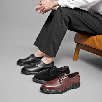 Férfi bőrből készült cipő, irodai és mindennapi viselet, loafers stílus, kerek orr, alacsony sarok, Goodyear talp, bőrfelsőrész, légző
