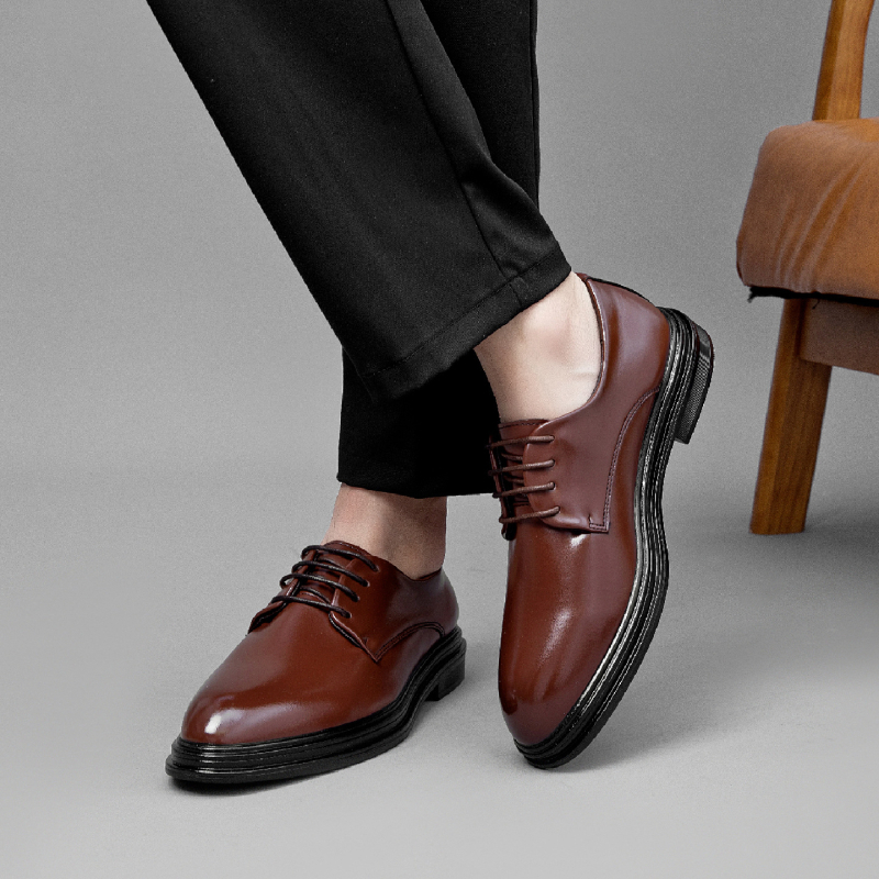 Férfi bőrből készült cipő, irodai és mindennapi viselet, loafers stílus, kerek orr, alacsony sarok, Goodyear talp, bőrfelsőrész, légző