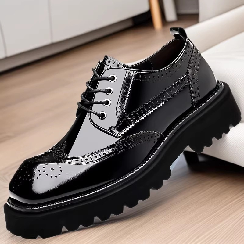 Muške brogue cipele od kože prvog sloja, vezanje, retro sjaj, formalno-opuštene cipele