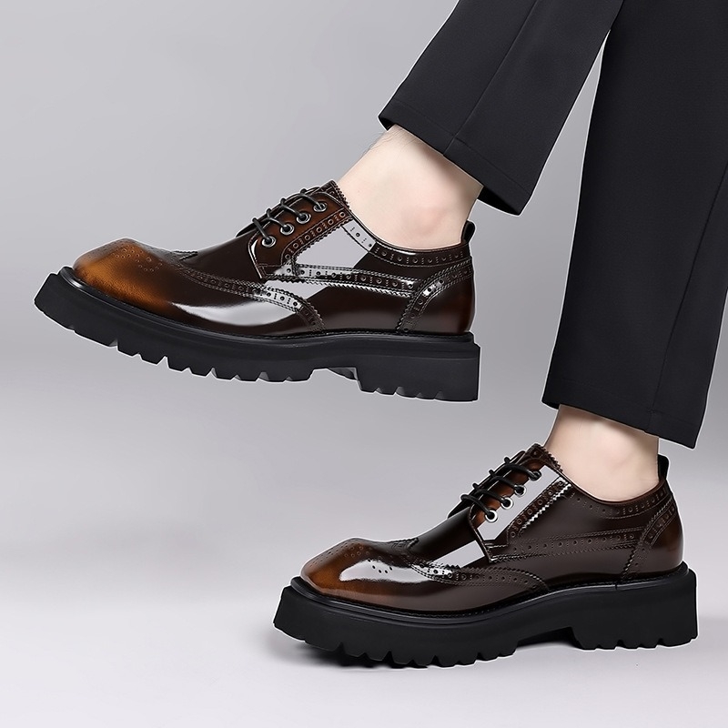 Muške brogue cipele od kože prvog sloja, vezanje, retro sjaj, formalno-opuštene cipele