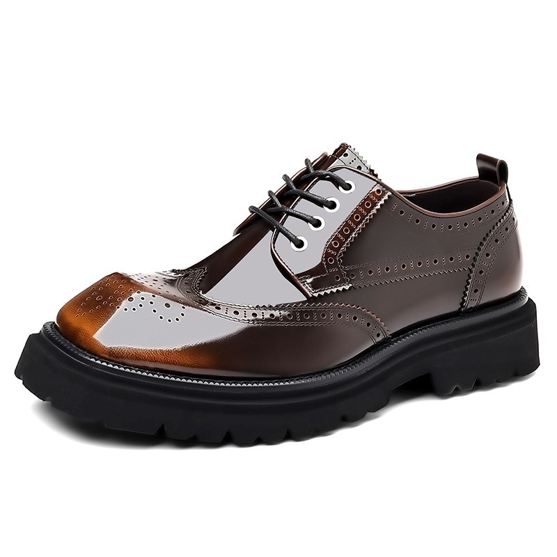 Muške brogue cipele od kože prvog sloja, vezanje, retro sjaj, formalno-opuštene cipele