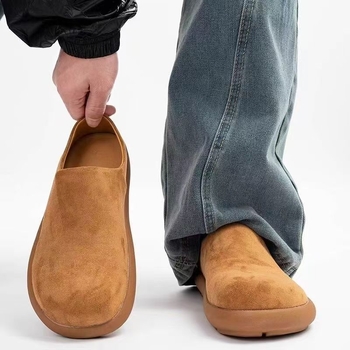 Férfi Birkenstock-stílusú zárt orrú papucs, slip-on, retro stílus, puha talpú, kényelmes mindennapi cipő