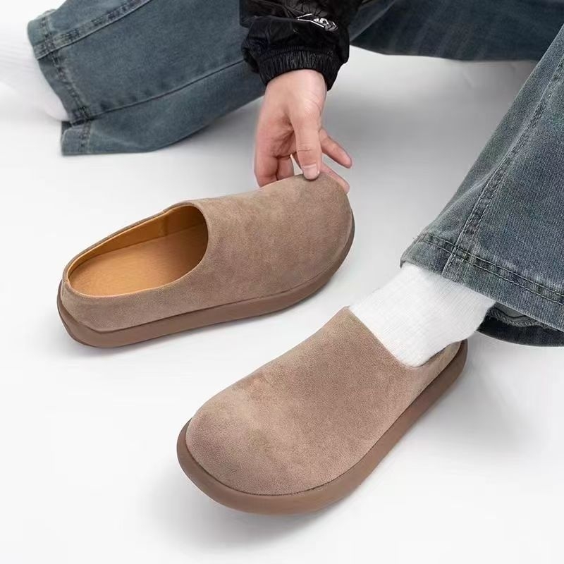 Férfi Birkenstock-stílusú zárt orrú papucs, slip-on, retro stílus, puha talpú, kényelmes mindennapi cipő