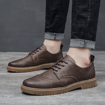 Muške kožne Brogue cipele, 2026 nova moda, prozračne, korejskog stila, poslovno-casual obuća