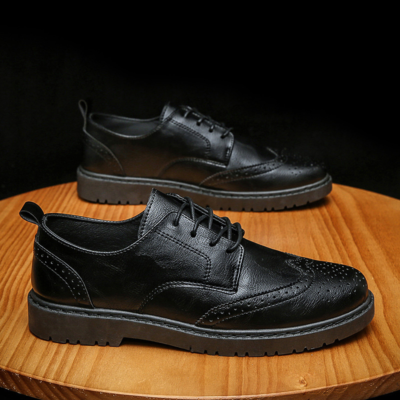 Muške kožne Brogue cipele, 2026 nova moda, prozračne, korejskog stila, poslovno-casual obuća