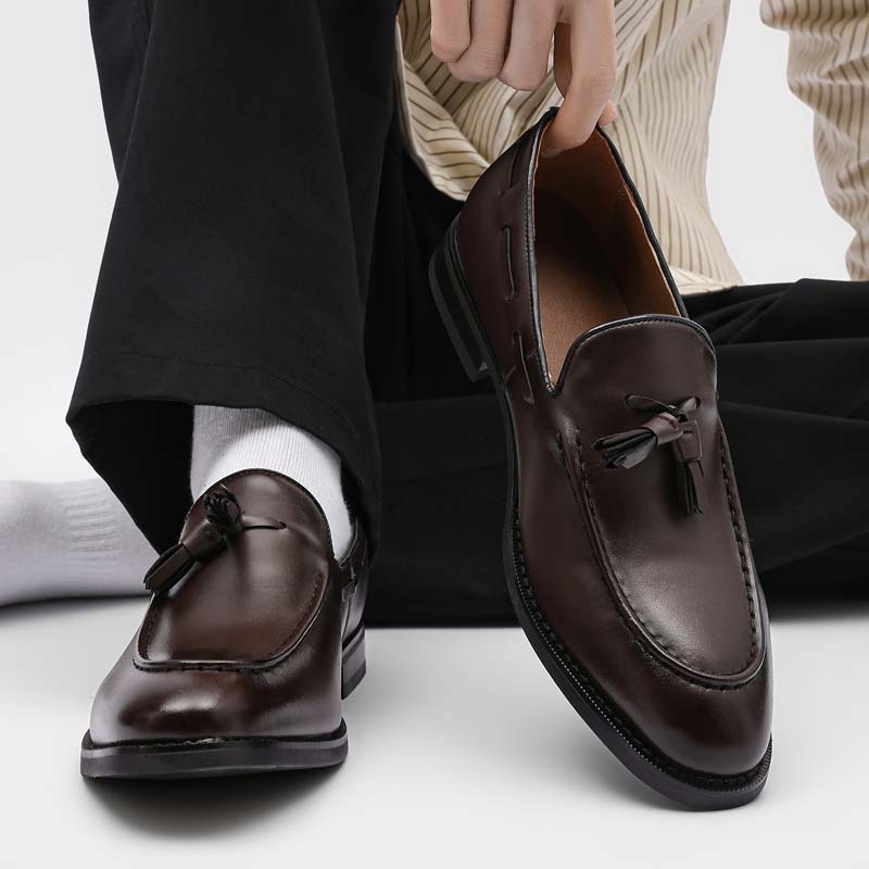 Ljetne brog cipele s resicama za muškarce, prozračne, s špicastom nosom, slip-on casual loafers 24306-H