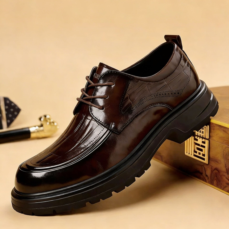 Férfi brogue bőrcipő, puha bőr, lélegző, retro casual stílusú, brit stílusú üzleti-formal bőrcipő, vőlegény cipő