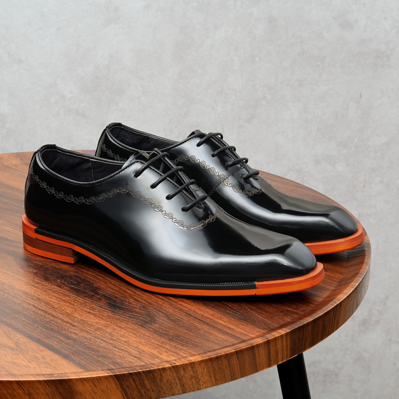 Muške Oxfordice s valovitim brogue uzorkom, koža prvog sloja teleće, britanski retro polirani kožni cipeli, poslovne formalne cipele, velike veličine, vjenčane cipele