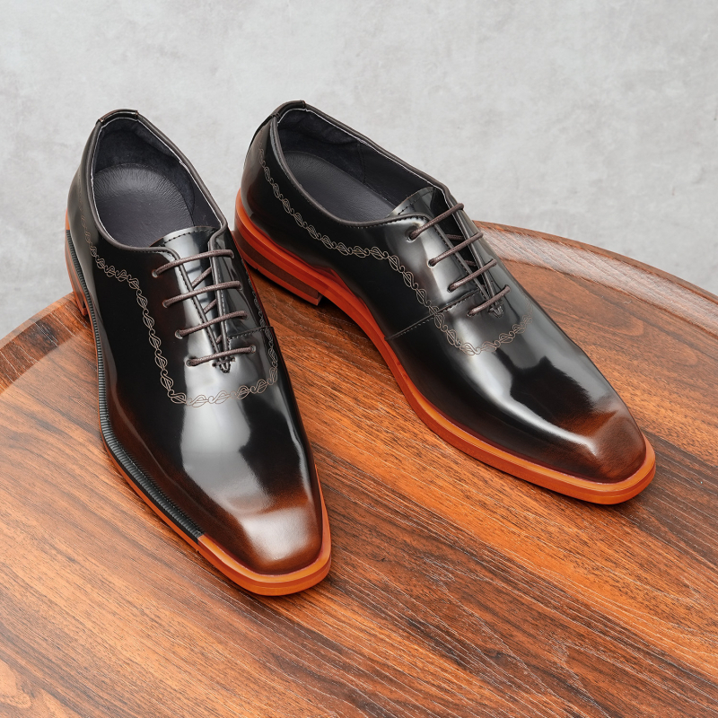 Muške Oxfordice s valovitim brogue uzorkom, koža prvog sloja teleće, britanski retro polirani kožni cipeli, poslovne formalne cipele, velike veličine, vjenčane cipele