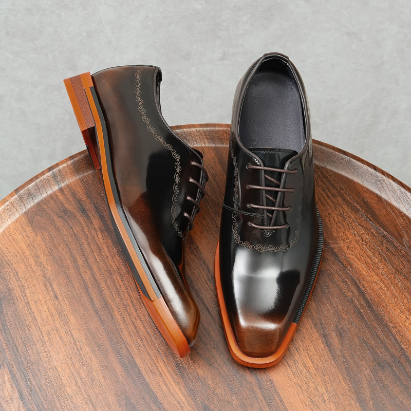 Muške Oxfordice s valovitim brogue uzorkom, koža prvog sloja teleće, britanski retro polirani kožni cipeli, poslovne formalne cipele, velike veličine, vjenčane cipele