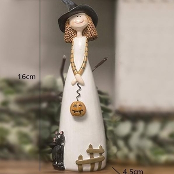 Dekor Halloween od smole: statueta vještice sa šeširom, mačka, duh, gavran i bundeva – kućni dekor