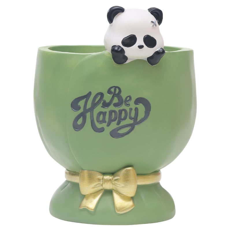 Panda din rășină – ghiveci pentru suculente, suport pentru pixuri, decor pentru birou și sufragerie