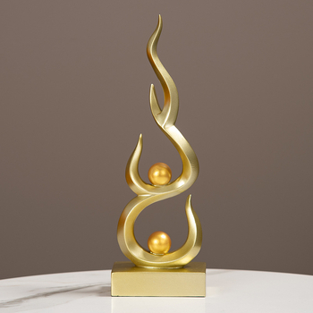 Statuetă decorativă din rășină pentru birou și sufragerie — stil modern minimalist, cu un aer discret de lux, potrivit pentru hol, dulap de vin și comoda TV