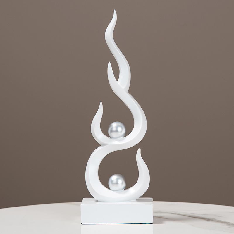 Statuetă decorativă din rășină pentru birou și sufragerie — stil modern minimalist, cu un aer discret de lux, potrivit pentru hol, dulap de vin și comoda TV