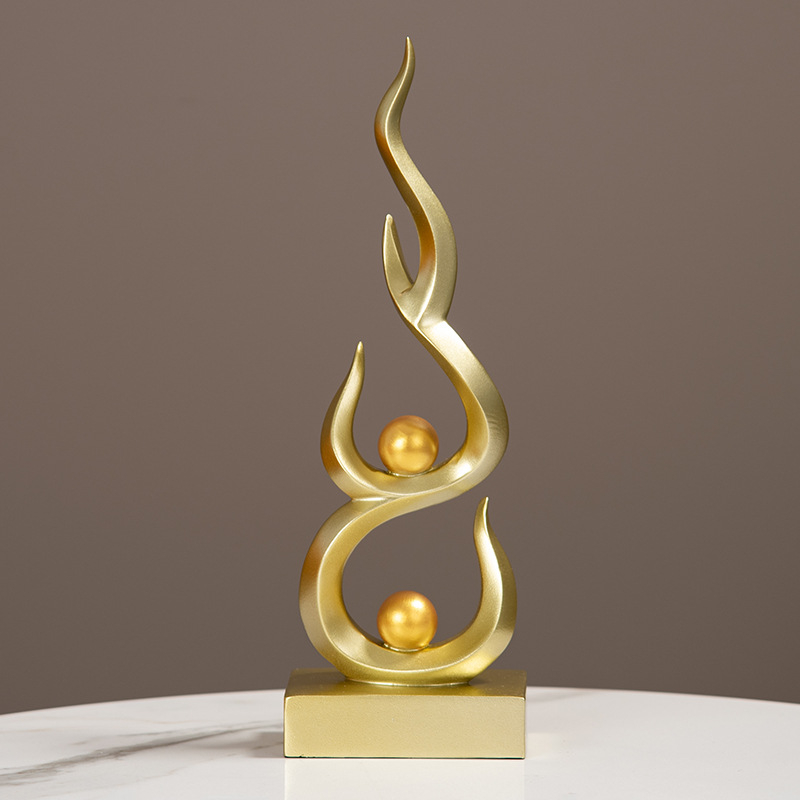 Statuetă decorativă din rășină pentru birou și sufragerie — stil modern minimalist, cu un aer discret de lux, potrivit pentru hol, dulap de vin și comoda TV
