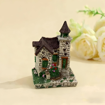 Peisaj miniatural în stil european, vilă decorativă, ornament de masă din rășină, amenajare acvariu rural