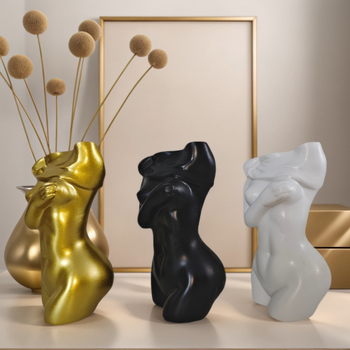 Vază decorativă nordică, obiect decor din rășină pentru sufragerie, vas de flori antropomorf, artă a aranjamentelor florale