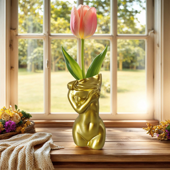 Vază decorativă nordică, obiect decor din rășină pentru sufragerie, vas de flori antropomorf, artă a aranjamentelor florale