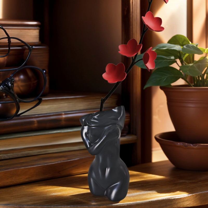 Vază decorativă nordică, obiect decor din rășină pentru sufragerie, vas de flori antropomorf, artă a aranjamentelor florale