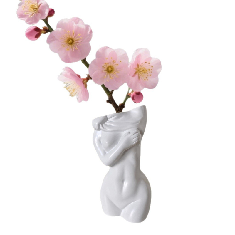 Vază decorativă nordică, obiect decor din rășină pentru sufragerie, vas de flori antropomorf, artă a aranjamentelor florale