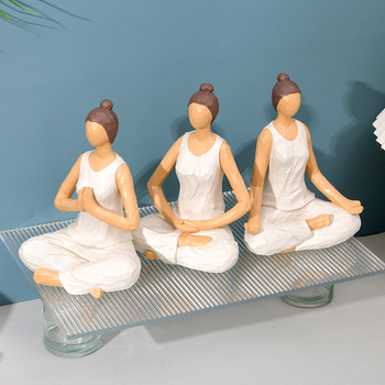 Figurină decorativă din rășină, lucrată manual, drăguță – zeița în poziția lotus, ornament de birou, aspect de sculptură în lemn