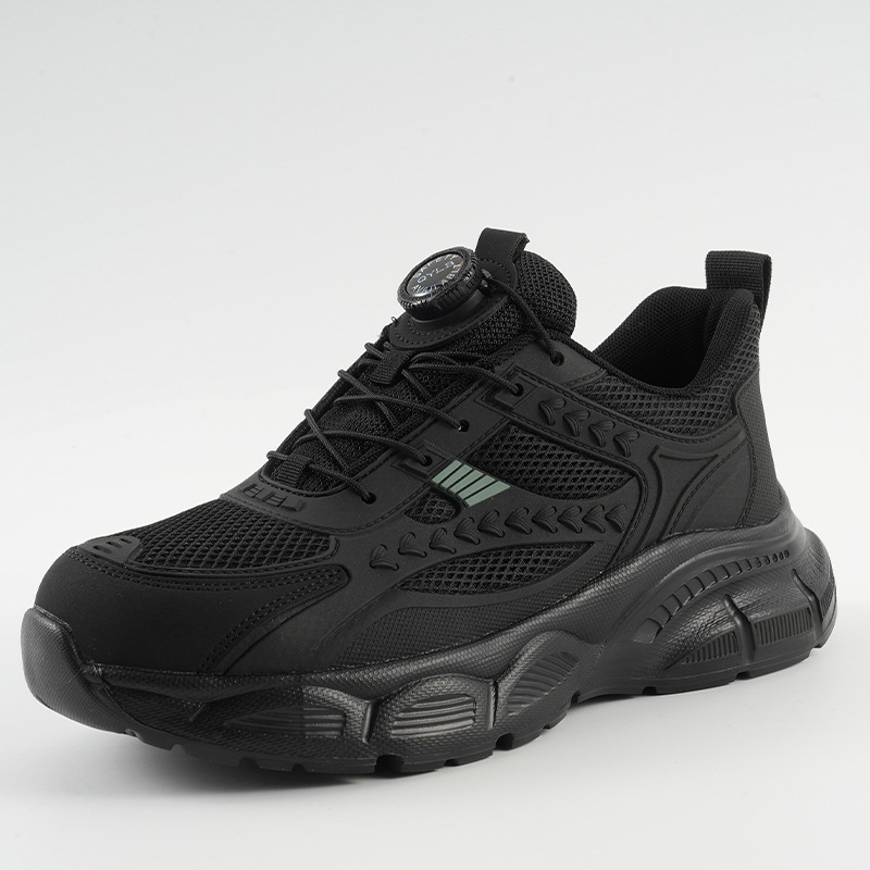 Férfi biztonsági cipő acél orral, Flyknit, négy évszakos, lélegző, könnyű, kopásálló, szúrásálló és ütésálló