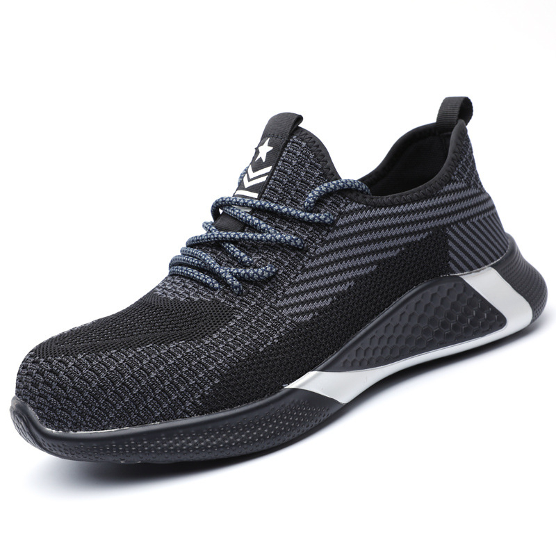 Acélorrú munkacipő, ütés- és átszúrásálló, lélegző Flyknit felsőrész, csúszásmentes talp