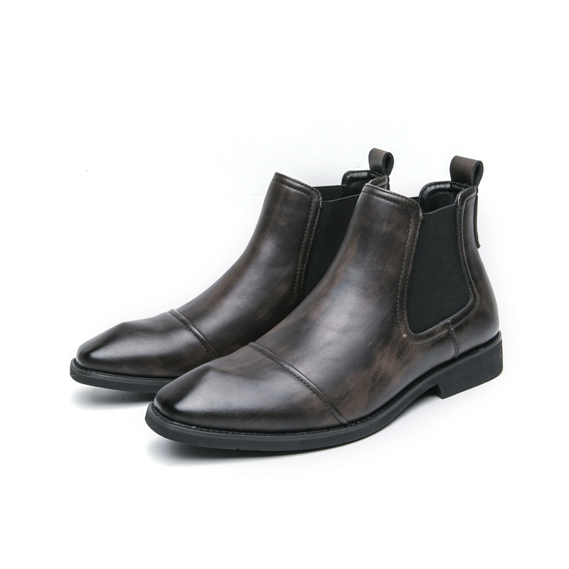 Muške kožne slip-on čizme, oštar nos, britanski stil
