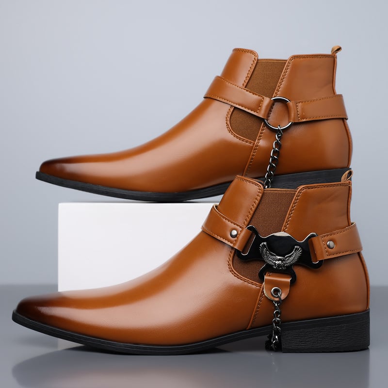 Muške Martin čizme od kože, srednje visine, Chelsea-stil, britanski stil - Model 25711