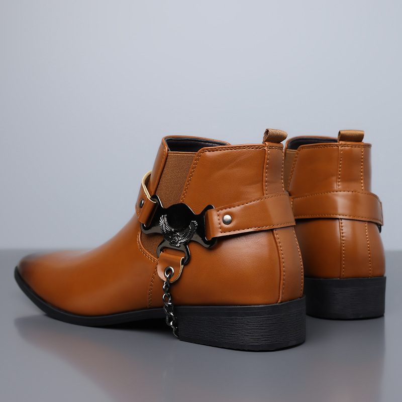 Muške Martin čizme od kože, srednje visine, Chelsea-stil, britanski stil - Model 25711