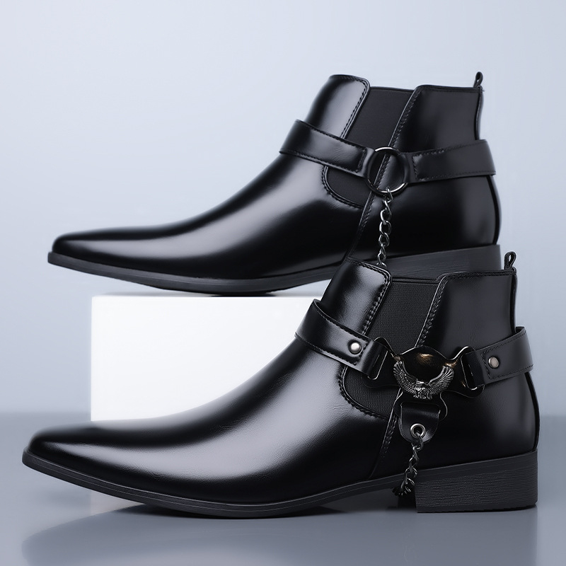 Muške Martin čizme od kože, srednje visine, Chelsea-stil, britanski stil - Model 25711