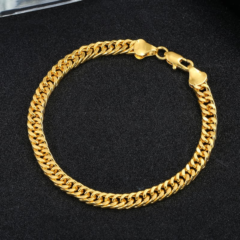 Unisex metalna narukvica s 18k pozlaćivanjem, širina 6 mm, geometrijski romb, dvostruki niz