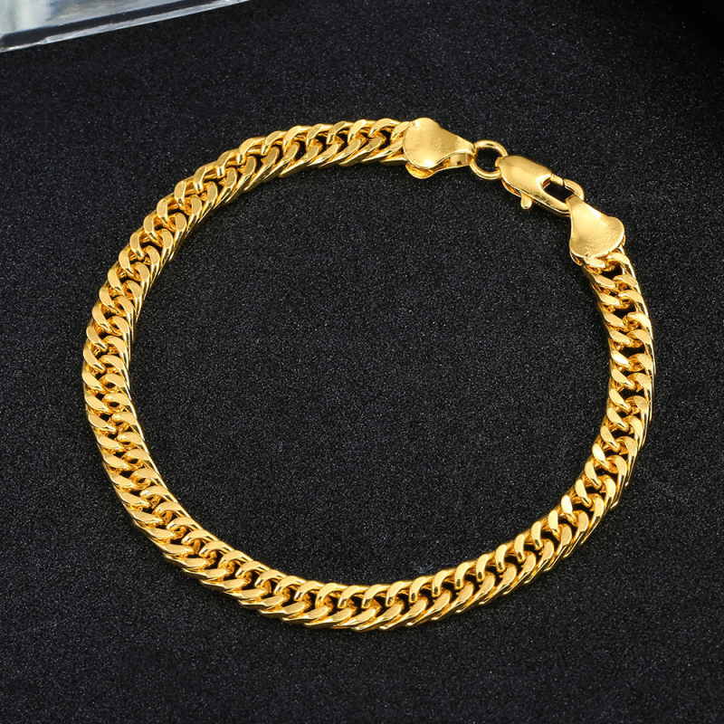 Unisex metalna narukvica s 18k pozlaćivanjem, širina 6 mm, geometrijski romb, dvostruki niz