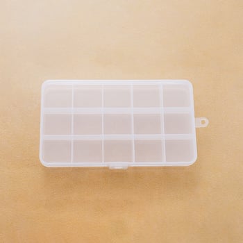 Prozirna plastična kutija za pohranu s 15 pretinaca, čvrsto integrirani poklopac, za nakit, sitne dijelove i perle za ribolov