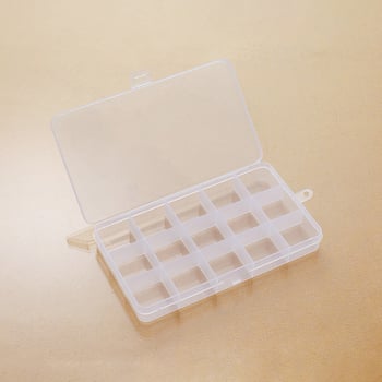 Prozirna plastična kutija za pohranu s 15 pretinaca, čvrsto integrirani poklopac, za nakit, sitne dijelove i perle za ribolov