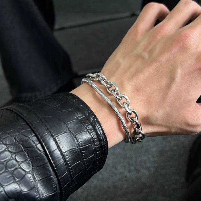 Dvoslojna kubanska narukvica od titan čelika, unisex, vrhunski modni stil s minimalističkim dojmom i zapadnjačkim hip-hop šarmom