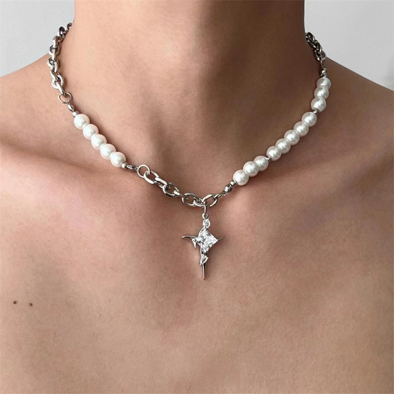 Ogrlica od titan čelika – minimalistički, unisex dizajn za ključnu kost uz šavski dizajn, hladan stil