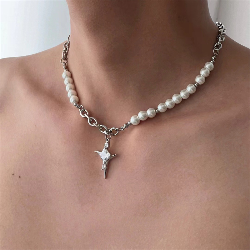 Ogrlica od titan čelika – minimalistički, unisex dizajn za ključnu kost uz šavski dizajn, hladan stil