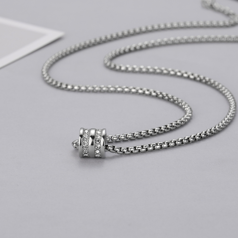 Unisex ogrlica s perlicama od titan čelika, minimalistički geometrijski dizajn, postojna boja, duljina 61–70 cm.