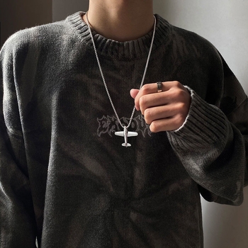 Ogrlica unisex u korejskom stilu s privjeskom aviona, hip-hop lanac za par