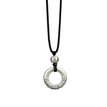 Ogrlica od srebra 999 s talismanom šťastnih oblaka i mirom, muški retro-etno stil, pleteni lanac, mantra od šest znakova