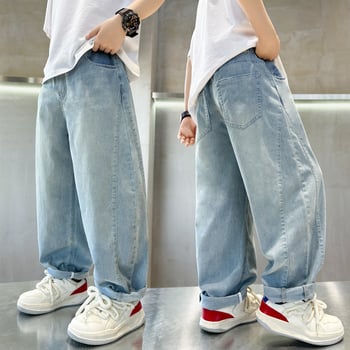 Pantaloni de vară anti-țânțari pentru copii, pentru băieți, model nou 2026, croială lejeră, pantaloni slim din denim pentru copii mai mari, stil casual pentru vară.
