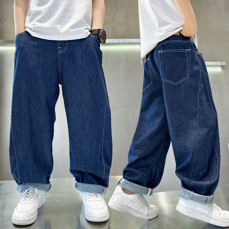 Pantaloni de vară anti-țânțari pentru copii, pentru băieți, model nou 2026, croială lejeră, pantaloni slim din denim pentru copii mai mari, stil casual pentru vară.