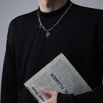 Muški titan čelik ogrlica s križnim lancem – svestran luksuzni modni dodatak za hip-hop ulični stil