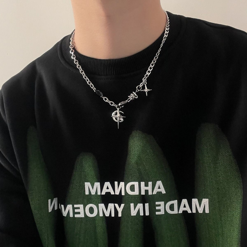 Muški titan čelik ogrlica s križnim lancem – svestran luksuzni modni dodatak za hip-hop ulični stil